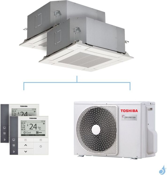 Toshiba Climatisation bi-split Toshiba Cassette 4-voies 600x600 - 5.2kW taille 13 + 16 - RAS-M13/16U2MUVG-E + RAS-2M18U2AVG-E