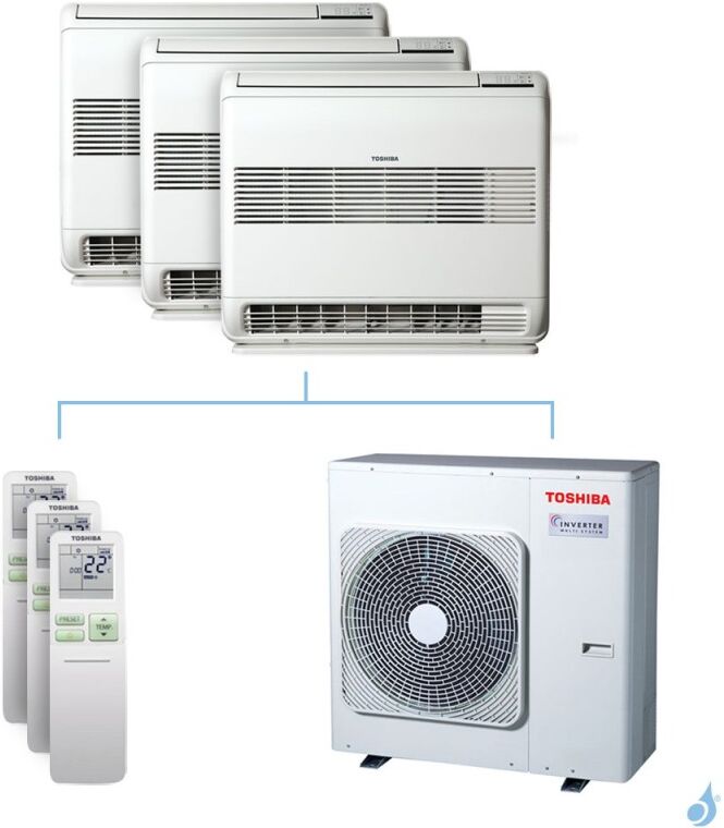 Toshiba Climatisation tri-split Toshiba Console double-flux J2 - 8kW taille 10 + 10 + 10 - RAS-B10/10/10J2FVG-E + RAS-4M27U2AVG-E