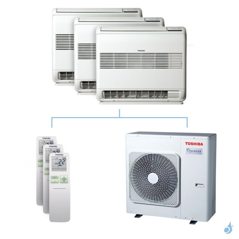 Toshiba Climatisation tri-split Toshiba Console double-flux J2 - 10kW taille 13 + 18 + 18 - RAS-B13/18/18J2FVG-E + RAS-5M34U2AVG-E