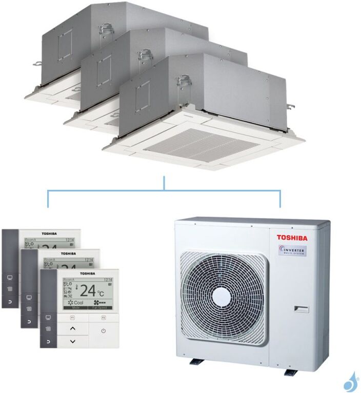 Toshiba Climatisation tri-split Toshiba Cassette 4-voies 600x600 - 7.5kW taille 13 + 16 + 16 - RAS-M13/16/16U2MUVG-E + RAS-3M26U2AVG-E