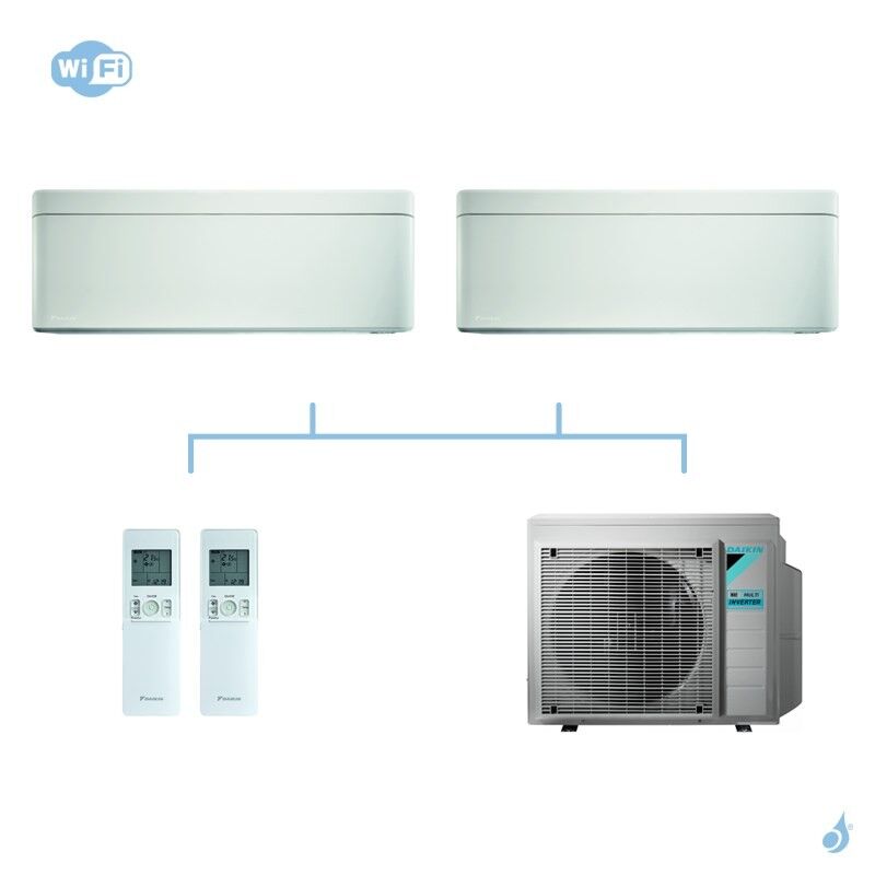 DAIKIN climatisation bi split mural gaz R32 Stylish White FTXA-AW 5,2kW WiFi FTXA20AW + FTXA20AW + 3MXM52N A+++