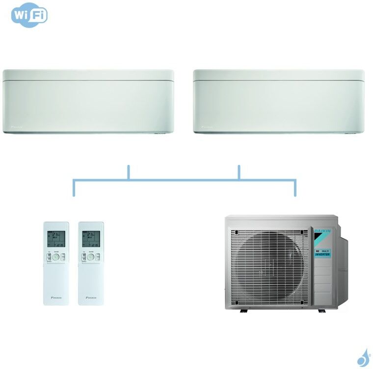 DAIKIN climatisation bi split mural gaz R32 Stylish White FTXA-AW 5,2kW WiFi FTXA35AW + FTXA42AW + 3MXM52N A+++