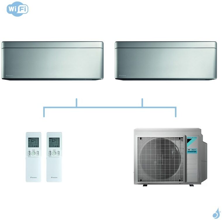 Daikin bi split 1.5+1.5 stylish silver 4kW CTXA15AS CTXA15AS 3MXM40N climatisation réversible mural GAZ R32 FTXA-AS WiFi A+++