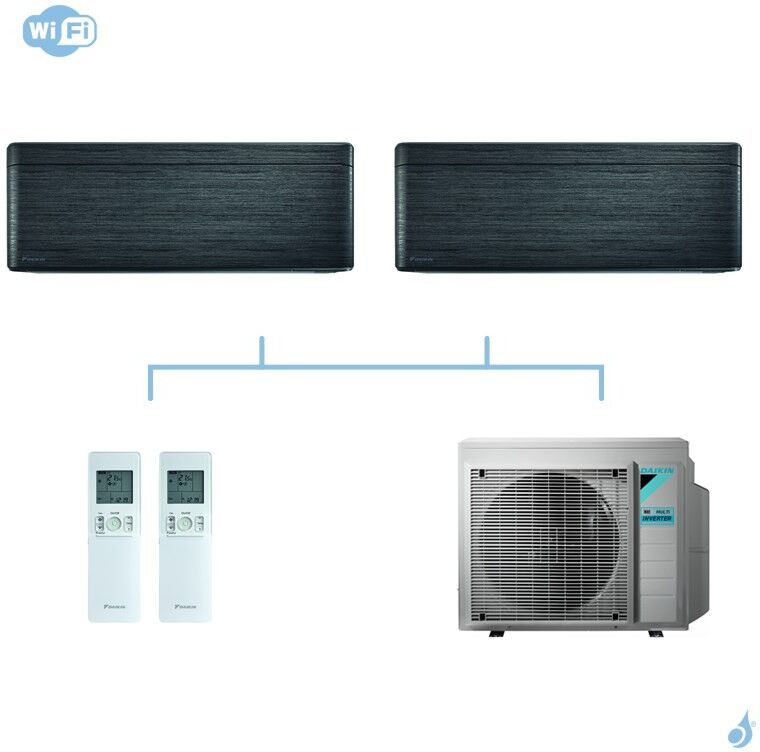 DAIKIN climatisation bi split mural gaz R32 Stylish Blackwood FTXA-AT 5,2kW WiFi FTXA20AT + FTXA35AT + 3MXM52N A+++