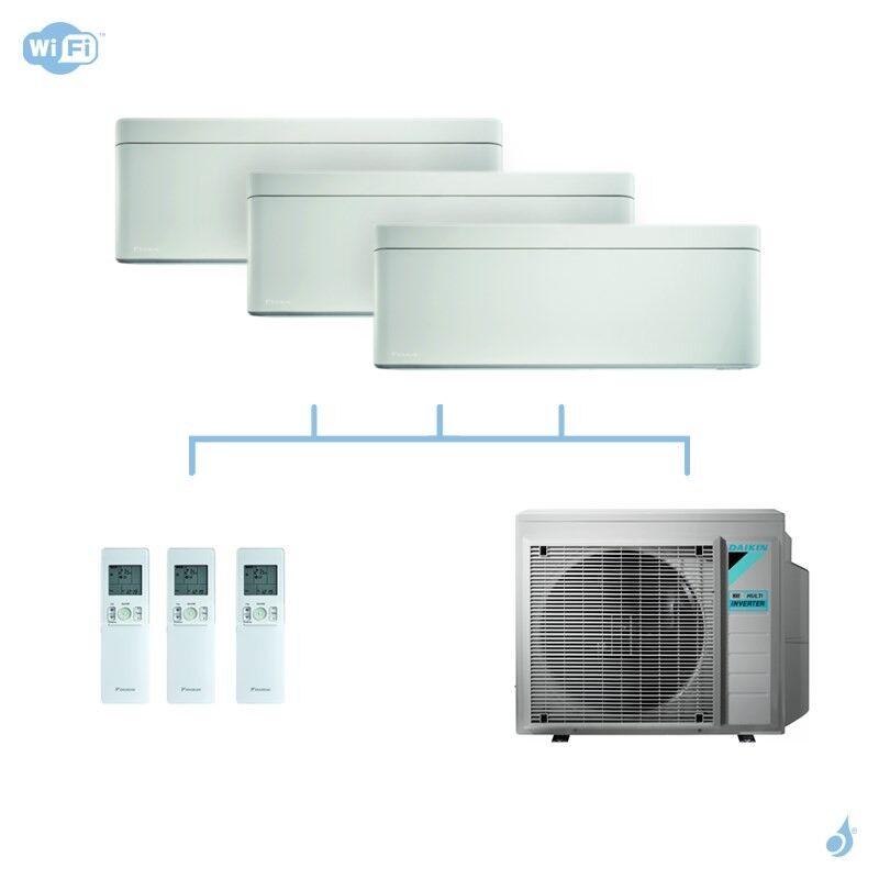 DAIKIN climatisation tri split mural gaz R32 Stylish White FTXA-AW 6kW WiFi FTXA20AW + FTXA25AW + FTXA42AW + 3MXM68N A++