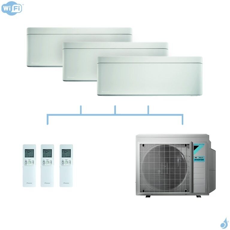 DAIKIN climatisation tri split mural gaz R32 Stylish White FTXA-AW 6kW WiFi FTXA25AW + FTXA35AW + FTXA42AW + 3MXM68N A++