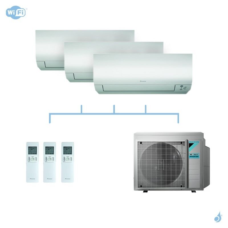 DAIKIN climatisation tri split mural gaz R32 Perfera CTXM-N FTXM-N 4kW WiFi CTXM15N + FTXM25N + FTXM25N + 3MXM40N A+++