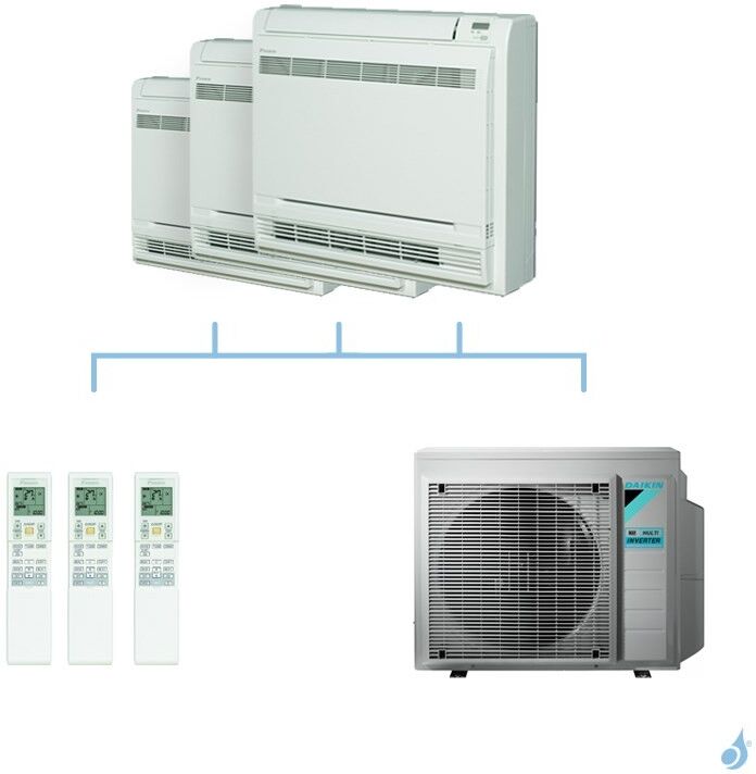 DAIKIN climatisation tri split console double flux gaz R32 FVXM-F 6kW FVXM25F + FVXM25F + FVXM25F + 3MXM68N A++