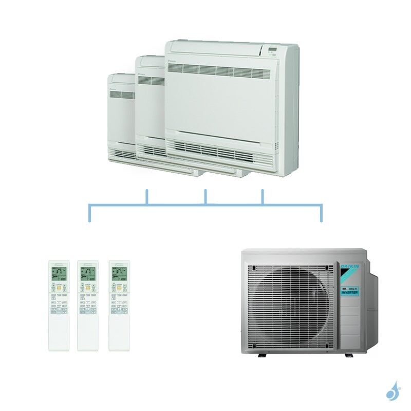 DAIKIN climatisation tri split console double flux gaz R32 FVXM-F 7,4kW FVXM35F + FVXM35F + FVXM35F + 4MXM80N A++