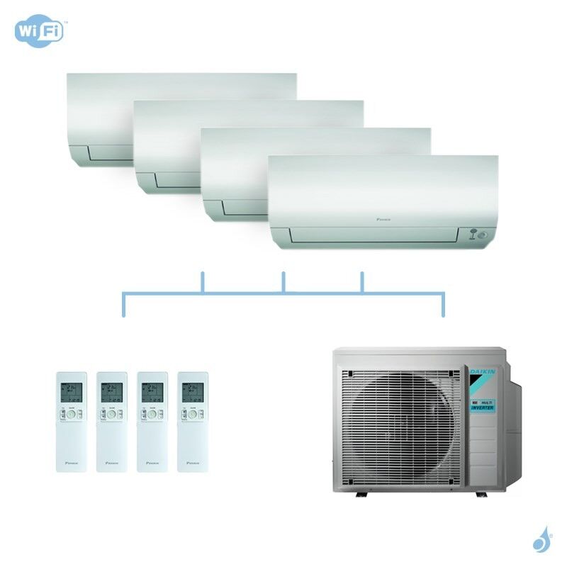 DAIKIN climatisation quadri split mural gaz R32 Perfera 7,4kW WiFi CTXM15N + FTXM20N + FTXM50N + FTXM50N + 4MXM80N A++