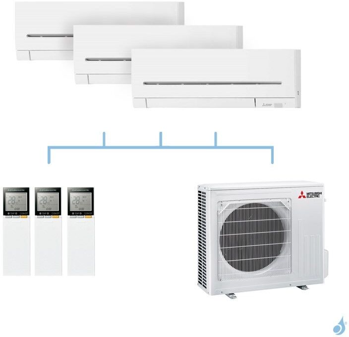 Mitsubishi Electric MITSUBISHI climatisation tri split gaz R32 mural compact MSZ-AP 5,4kW MSZ-AP15VF + MSZ-AP25VG + MSZ-AP42VG + MXZ-3F54VF A+++