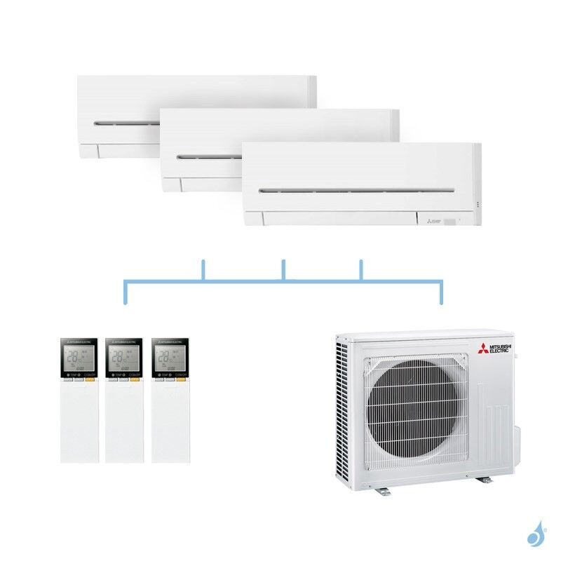 Mitsubishi Electric MITSUBISHI climatisation tri split gaz R32 mural compact MSZ-AP 6,8kW MSZ-AP35VG + MSZ-AP35VG + MSZ-AP35VG + MXZ-3F68VF A++