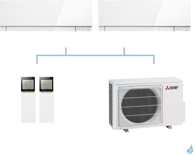 Mitsubishi Electric MITSUBISHI climatisation bi split mural gaz R32 Design MSZ-EF 5,3kW MSZ-EF22VG + MSZ-EF42VG + MXZ-2F53VF A+++