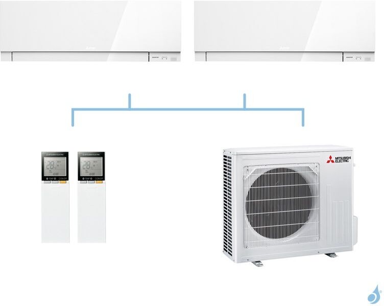 Mitsubishi Electric MITSUBISHI climatisation bi split mural gaz R32 Design MSZ-EF 5,4kW MSZ-EF35VG + MSZ-EF42VG + MXZ-3F54VF A+++