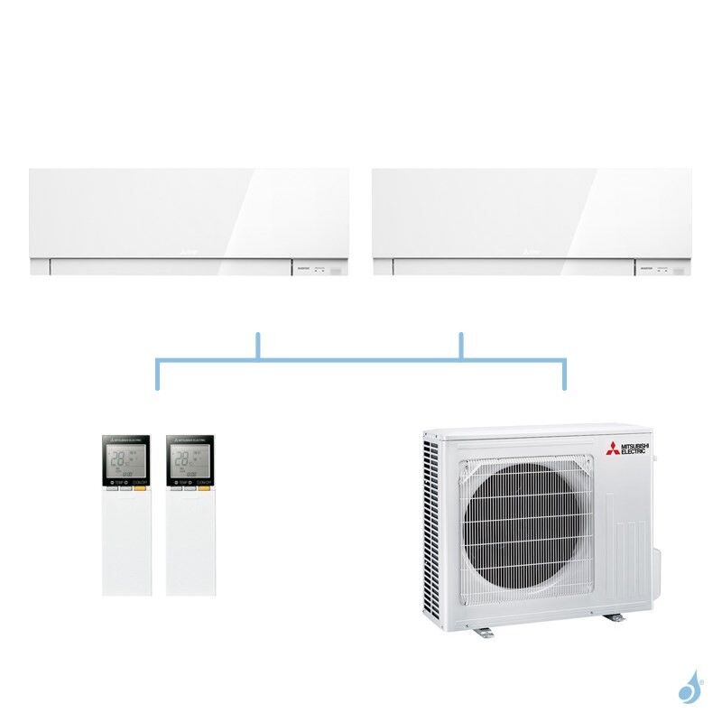 Mitsubishi Electric MITSUBISHI climatisation bi split mural gaz R32 Design MSZ-EF 8kW MSZ-EF35VG + MSZ-EF50VG + MXZ-4F80VF A++