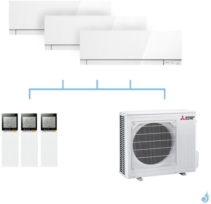 Mitsubishi Electric MITSUBISHI climatisation tri split gaz R32 mural Design MSZ-EF 7,2kW MSZ-EF22VG + MSZ-EF42VG + MSZ-EF42VG + MXZ-4F72VF A++