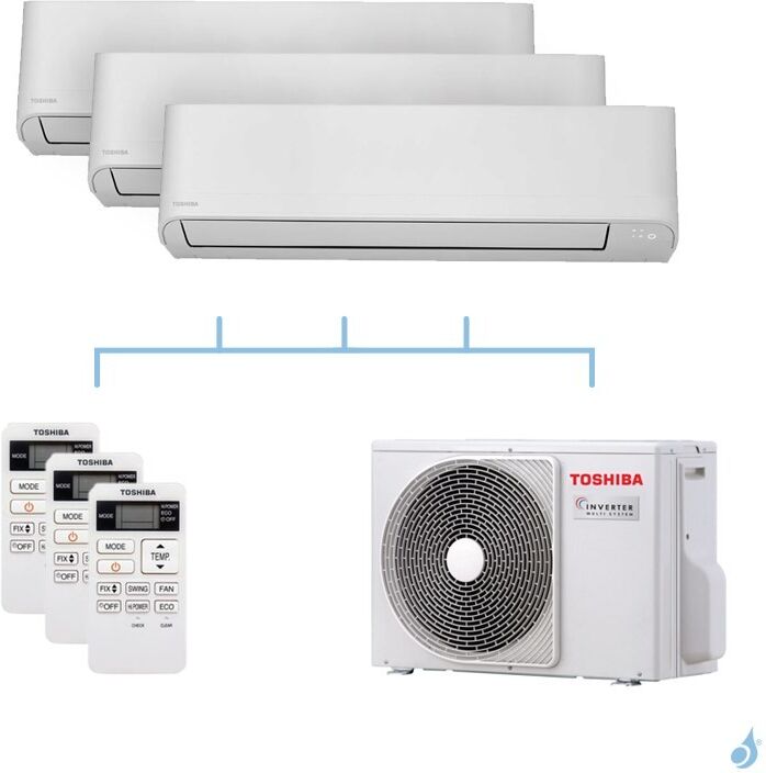 TOSHIBA climatisation tri split mural gaz R32 Seiya 5,2kW RAS-B05J2KVG-E + RAS-B07J2KVG-E + RAS-B13J2KVG-E + RAS-3M18U2AVG-E A++