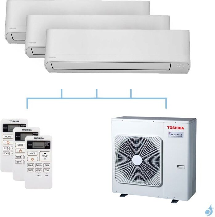 TOSHIBA climatisation tri split mural gaz R32 Seiya 7,5kW RAS-B05J2KVG-E + RAS-B13J2KVG-E + RAS-B16J2KVG-E + RAS-3M26U2AVG-E A++