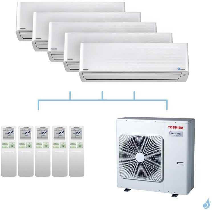 TOSHIBA climatisation penta split mural Super Daiseikai 9 gaz R32 2,5 + 2,5 + 3,5 + 3,5 + 4,5kW + RAS-5M34U2AVG-E 10kW A++