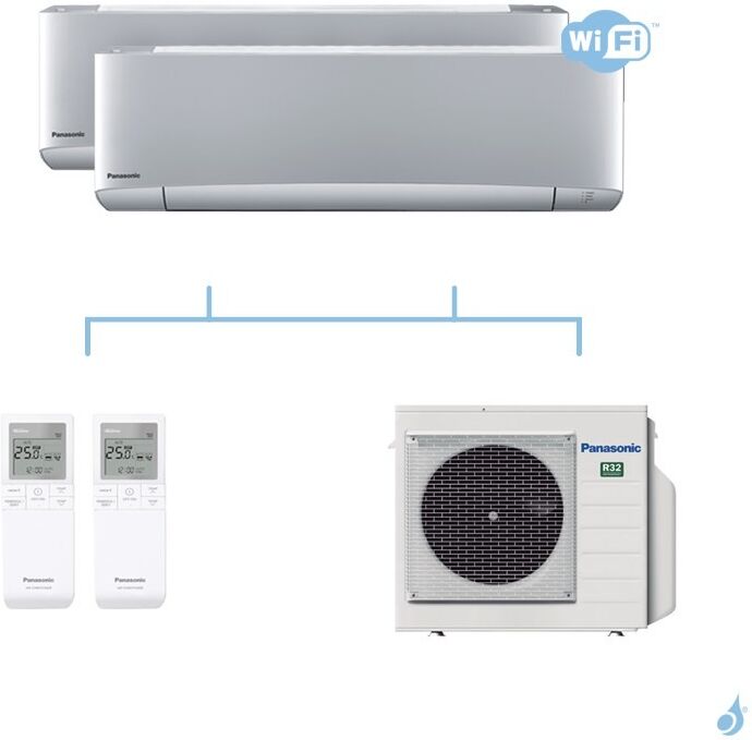 PANASONIC climatisation bi split mural Etherea Z Gris gaz R32 WiFi CS-XZ20VKEW + CS-XZ20VKEW + CU-3Z68TBE 6,8kW A++