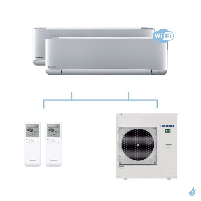 PANASONIC climatisation bi split mural Etherea Z Gris gaz R32 WiFi CS-XZ50VKEW + CS-XZ50VKEW + CU-4Z80TBE 8kW A++