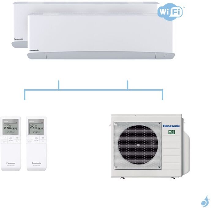 PANASONIC climatisation bi split mural Etherea Z Blanc gaz R32 WiFi CS-Z20VKEW + CS-Z50VKEW + CU-3Z52TBE 5,2kW A+++