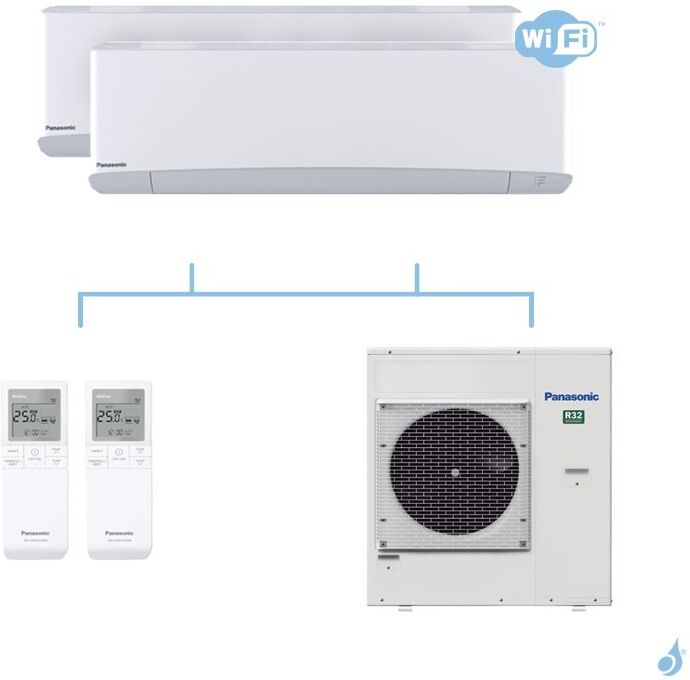 PANASONIC climatisation bi split mural Etherea Z Blanc gaz R32 WiFi CS-MZ16VKE + CS-MZ16VKE + CU-4Z80TBE 8kW A++