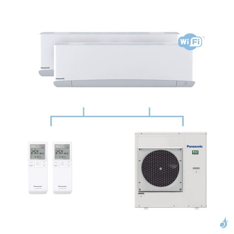 PANASONIC climatisation bi split mural Etherea Z Blanc gaz R32 WiFi CS-Z50VKEW + CS-Z50VKEW + CU-5Z90TBE 9kW A+++