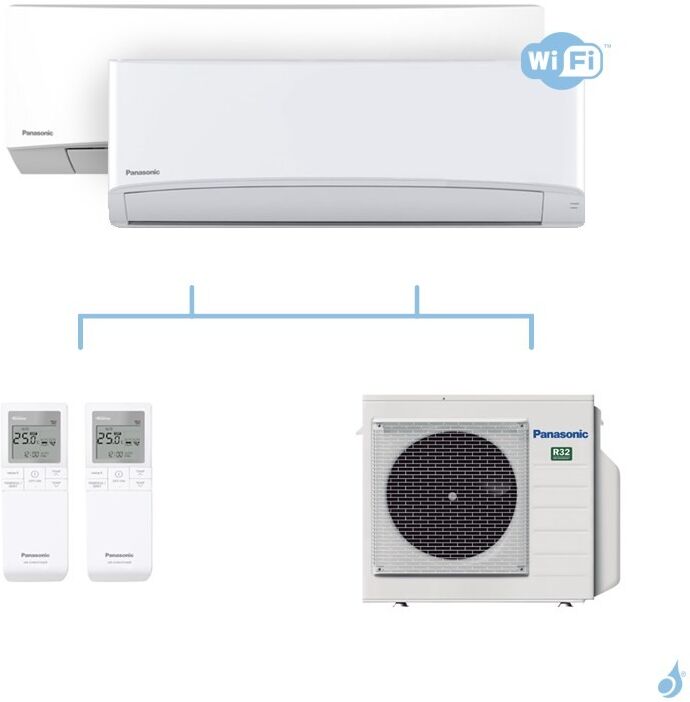 PANASONIC climatisation bi split mural Ultra Compact TZ gaz R32 WiFi CS-TZ20WKEW + CS-TZ60WKEW + CU-4Z68TBE 6,8kW A++