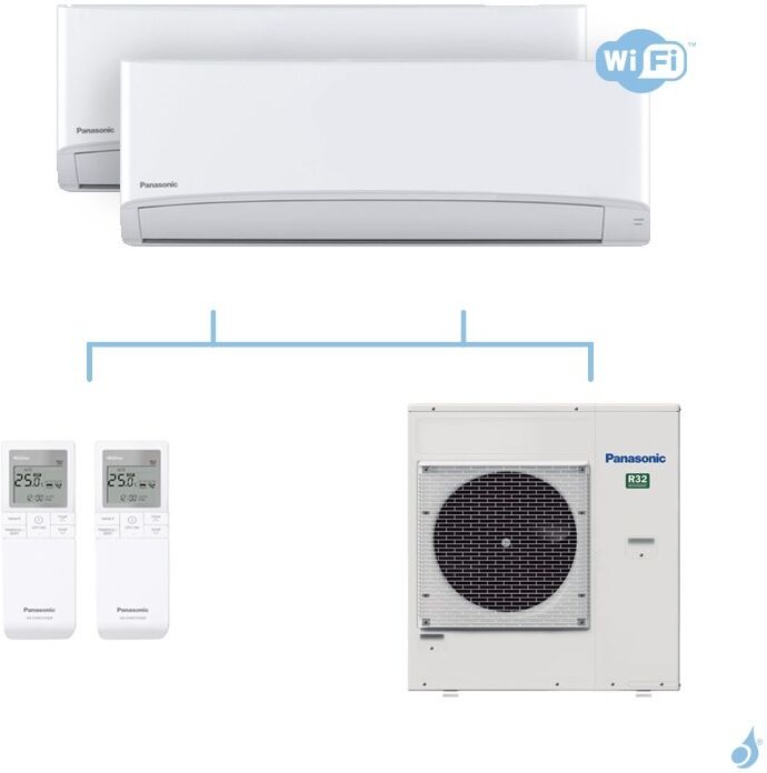 PANASONIC climatisation bi split mural Ultra Compact TZ gaz R32 WiFi CS-MTZ16WKE + CS-TZ25WKEW + CU-4Z80TBE 8kW A++