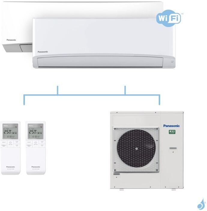 PANASONIC climatisation bi split mural Ultra Compact TZ gaz R32 WiFi CS-MTZ16WKE + CS-TZ60WKEW + CU-4Z80TBE 8kW A++