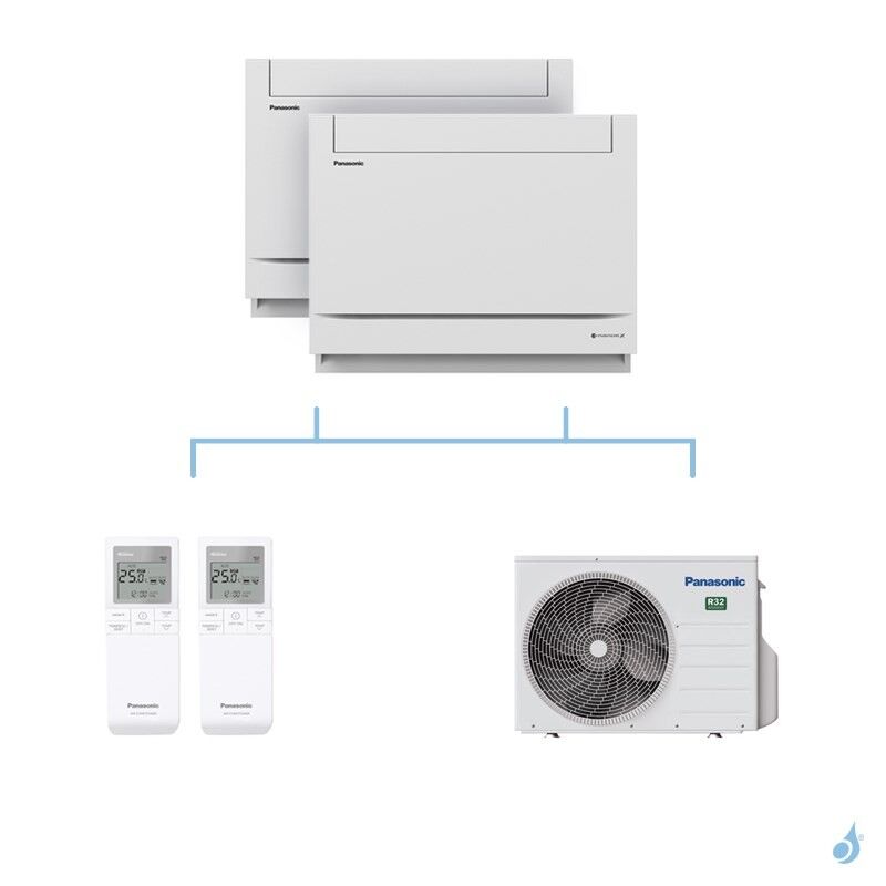 PANASONIC climatisation bi split console UFE gaz R32 CS-Z25UFEAW + CS-Z50UFEAW + CU-2Z50TBE 5kW A+++