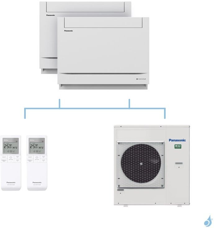 PANASONIC climatisation bi split console UFE gaz R32 CS-Z25UFEAW + CS-Z25UFEAW + CU-5Z90TBE 9kW A+++