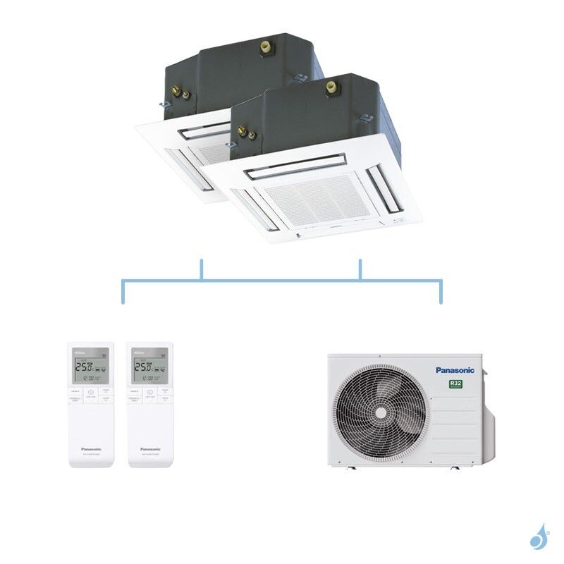 PANASONIC climatisation bi split cassette 4 voies 60x60 UB4 gaz R32 CS-MZ20UB4EA + CS-MZ20UB4EA + CU-2Z50TBE 5kW A+++