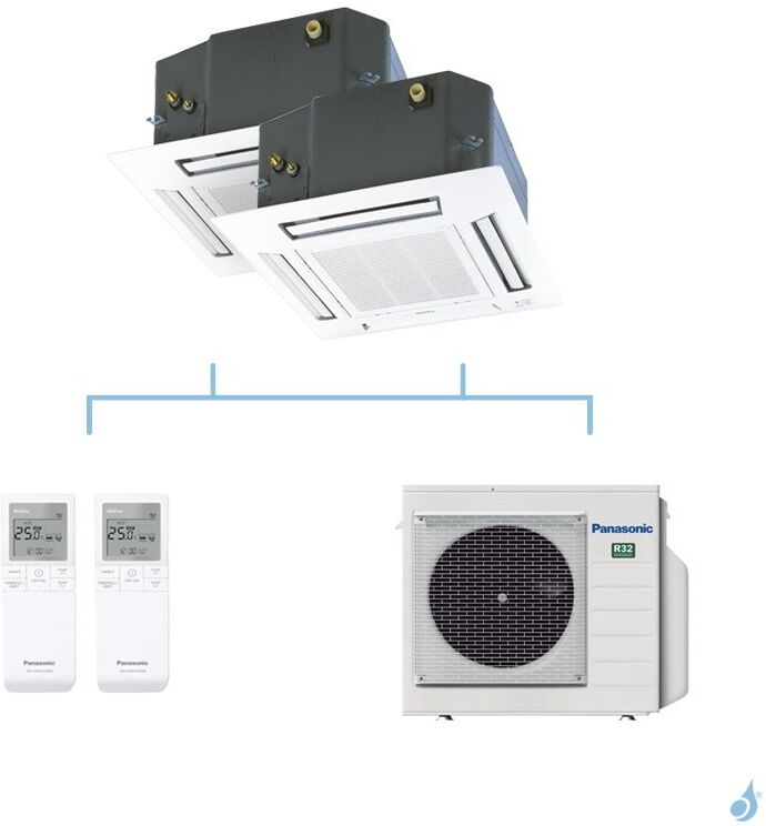 PANASONIC climatisation bi split cassette 4 voies 60x60 UB4 gaz R32 CS-MZ20UB4EA + CS-MZ20UB4EA + CU-3Z52TBE 5,2kW A+++