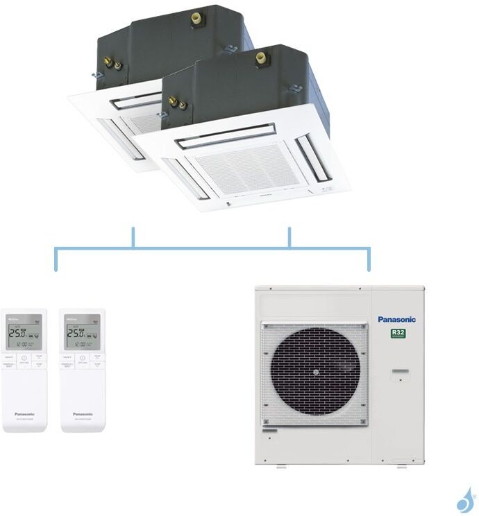 PANASONIC climatisation bi split cassette 4 voies 60x60 UB4 gaz R32 CS-MZ20UB4EA + CS-MZ20UB4EA + CU-4Z80TBE 8kW A++