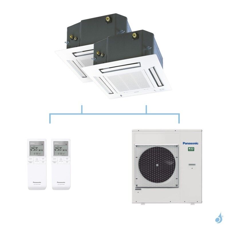 PANASONIC climatisation bi split cassette 4 voies 60x60 UB4 gaz R32 CS-Z35UB4EAW + CS-Z60UB4EAW + CU-4Z80TBE 8kW A++