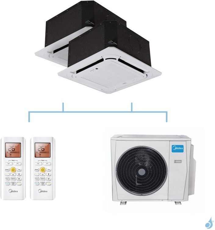 MIDEA climatisation bi split cassette compacte 4 voies gaz R32 MCA3I-09FNXD0 + MCA3U-12FNXD0 + M20G-14HFN8-Q 4,1kW A++