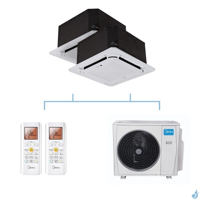 MIDEA climatisation bi split cassette compacte 4 voies gaz R32 MCA3U-12FNXD0 + MCA3U-18FNXD0 + M30F-27HFN8-Q 7,91kW A++