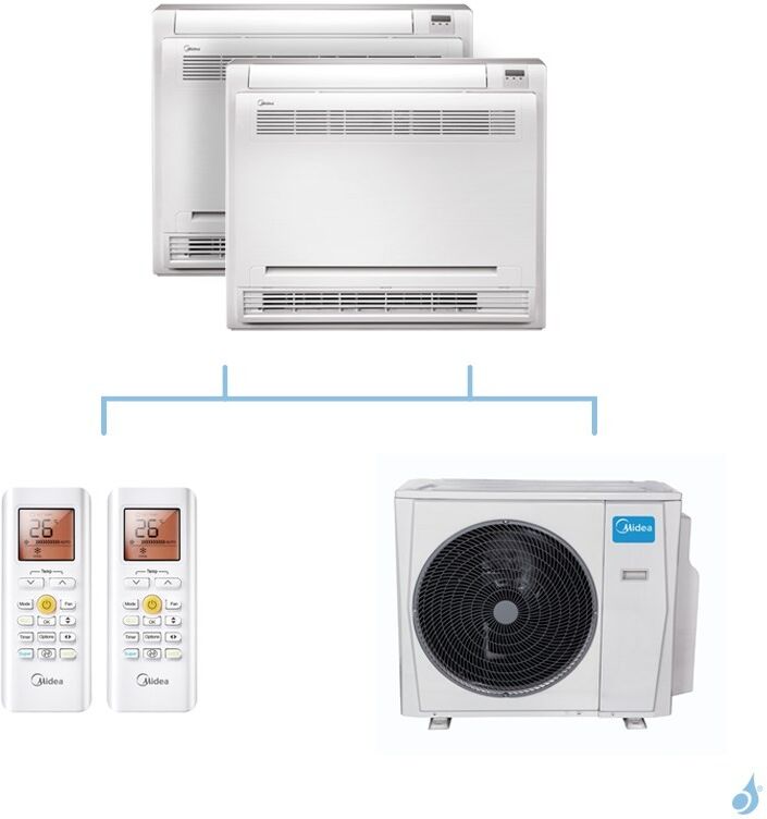 MIDEA climatisation bi split console gaz R32 MFAU-12FNXD0 + MFAU-12FNXD0 + M30F-21HFN8-Q 6,15kW A++