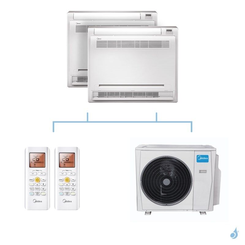 MIDEA climatisation bi split console gaz R32 MFAU-12FNXD0 + MFAU-12FNXD0 + M40B-36HFN8-Q 10,55kW A++