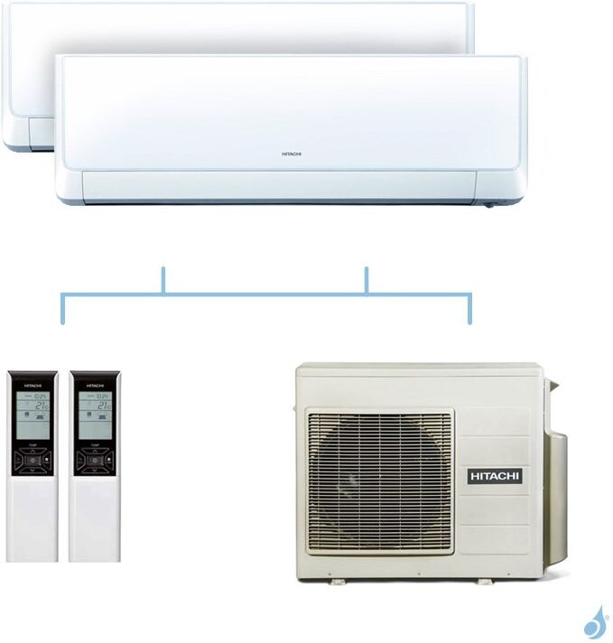 HITACHI climatisation bi split murale Takai gaz R32 RAK-35RXE + RAK-35RXE + RAM-53NP2E 5,3kW A+++