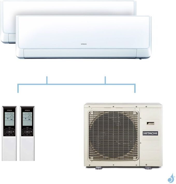 HITACHI climatisation bi split murale Takai gaz R32 RAK-18QXE + RAK-50RXE + RAM-110NP5E 10kW A++