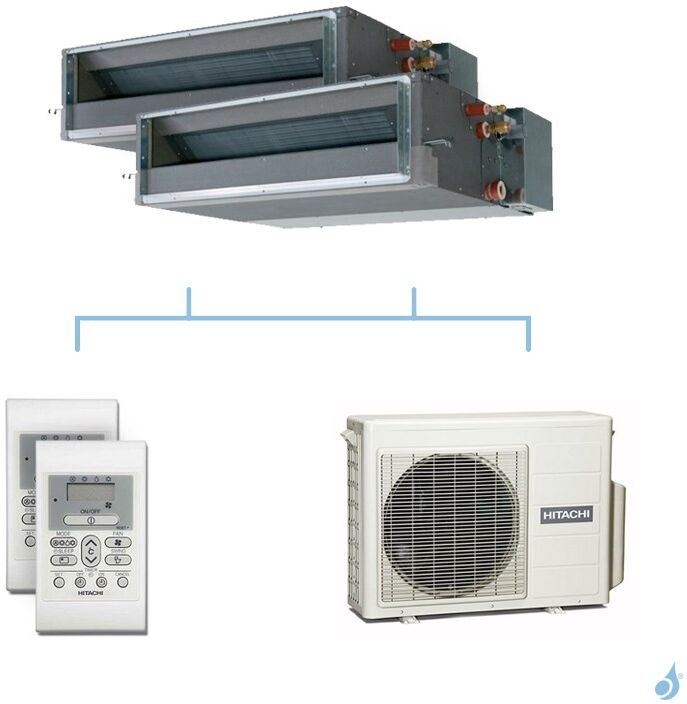 HITACHI climatisation bi split gainable gaz R32 RAD-18QPE + RAD-18QPE + RAM-33NP2E 3,3kW A+++