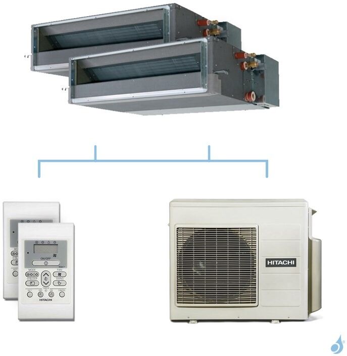 HITACHI climatisation bi split gainable gaz R32 RAD-18QPE + RAD-18QPE + RAM-53NP3E 5,3kW A+++