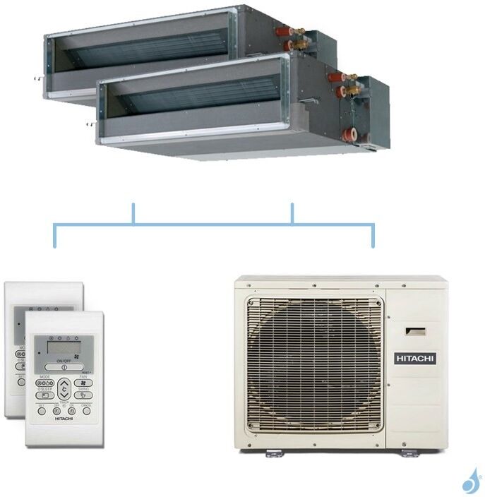 HITACHI climatisation bi split gainable gaz R32 RAD-35RPE + RAD-35RPE + RAM-90NP5E 8,5kW A++