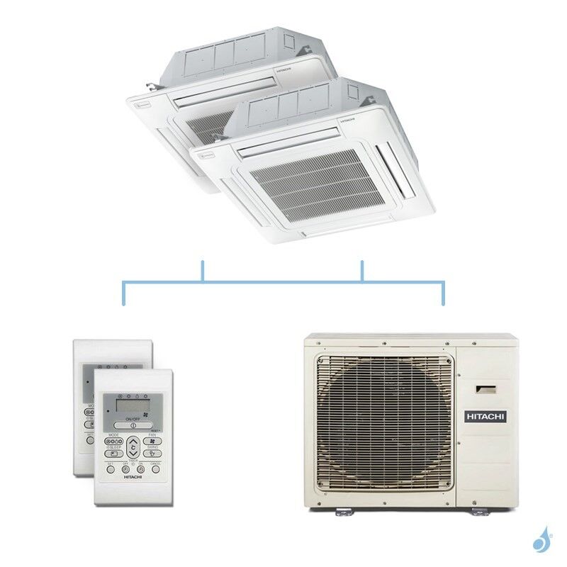 HITACHI climatisation bi split cassette 600x600 gaz R32 RAI-50RPE + RAI-60RPE + RAM-90NP5E 8,5kW A++