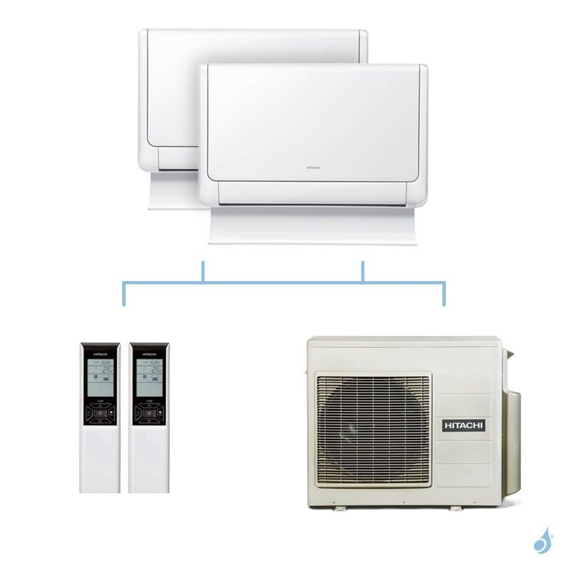 HITACHI climatisation bi split console Shirokuma gaz R32 RAF-50RXE + RAF-50RXE + RAM-68NP3E 6,8kW A++