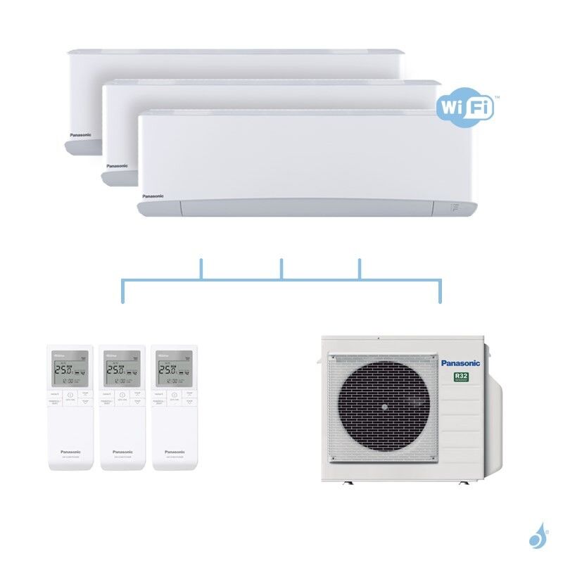 PANASONIC climatisation tri split mural Etherea Z Blanc gaz R32 WiFi CS-MZ16VKE x2 + CS-Z42VKEW + CU-3Z52TBE 5,2kW A+++