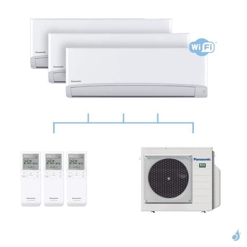 PANASONIC climatisation tri split mural ultra compact TZ gaz R32 WiFi CS-MTZ16WKE + TZ35WKEW + TZ42WKEW + CU-3Z52TBE 5,2kW A+++